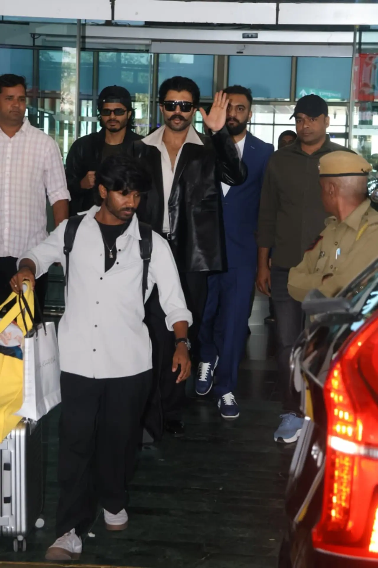 Groom-to-be Vijay Deverakonda was spotted at the airport as he flew to Udaipur for his wedding celebrations.